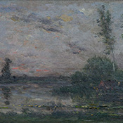 Charles-François Daubigny, Landscape with Figure and Two Cows
