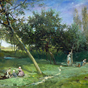 Charles-François Daubigny, Paysage avec Personnnages au Printemps, La Bonneville