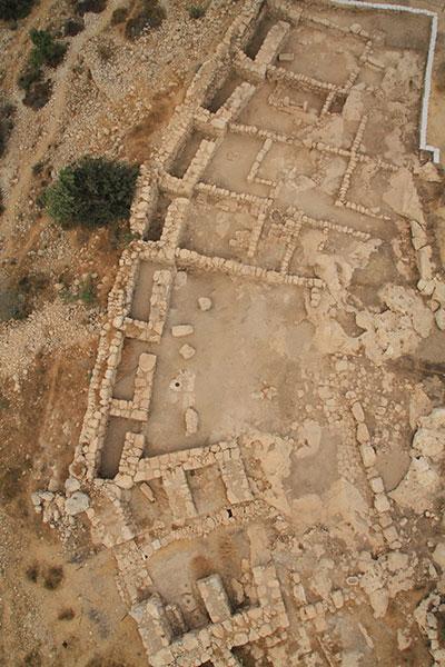 aerial shot of archaeological excavation site